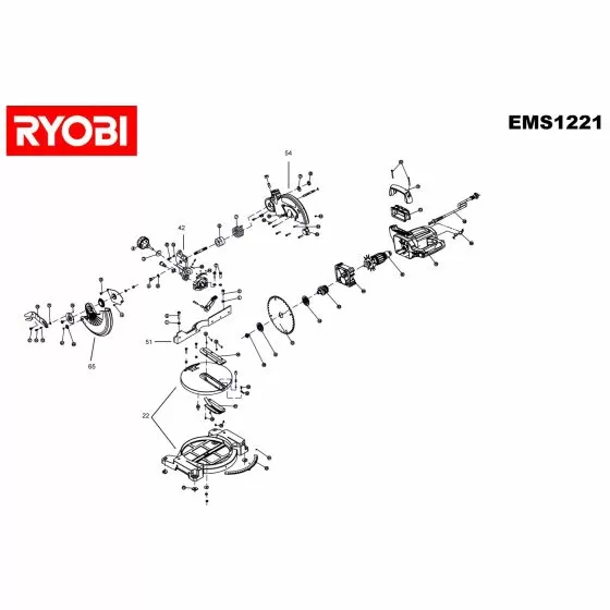 Ryobi EMS1221 Spare Parts List Type: 1000014888